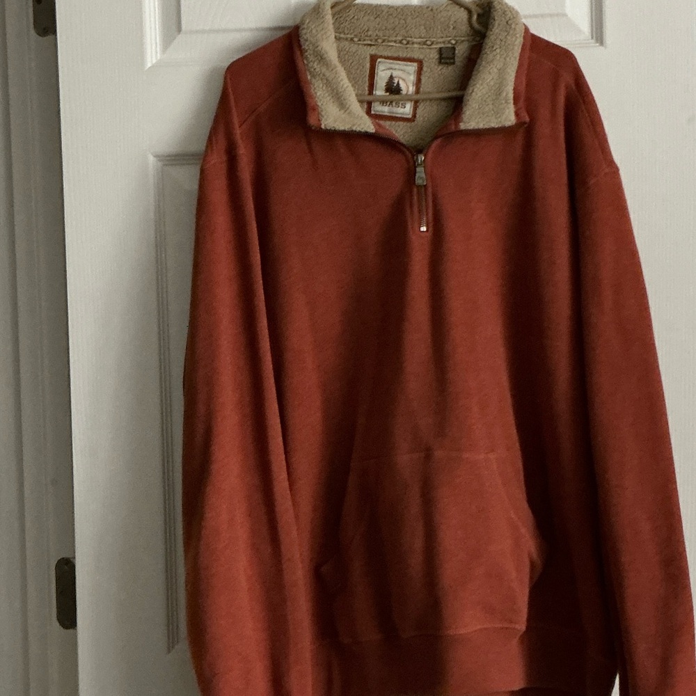 Bass Men's Quarter Zip-Up pullover in Rust
